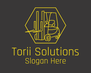 Yellow Forklift Truck logo design