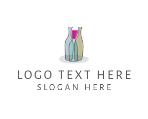 Liquor Shop - Glass Wine Bottle logo design