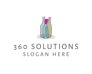 Glass Wine Bottle logo design