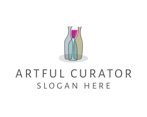 Glass Wine Bottle logo design