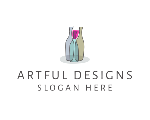 Glass Wine Bottle logo design