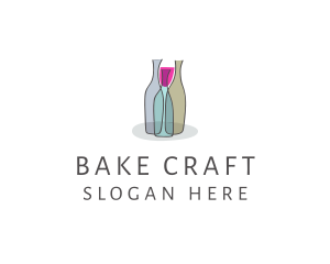 Glass Wine Bottle logo design