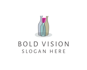 Glass Wine Bottle logo design