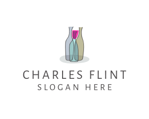 Glass Wine Bottle logo design