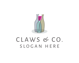 Glass Wine Bottle logo design