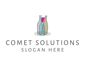 Glass Wine Bottle logo design