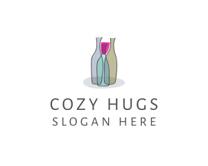 Glass Wine Bottle logo design