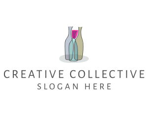 Glass Wine Bottle logo design