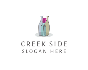 Glass Wine Bottle logo design