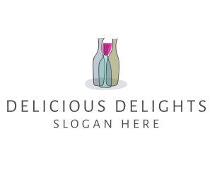 Glass Wine Bottle logo design