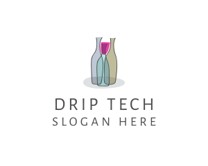 Glass Wine Bottle logo design