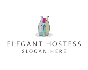 Glass Wine Bottle logo design