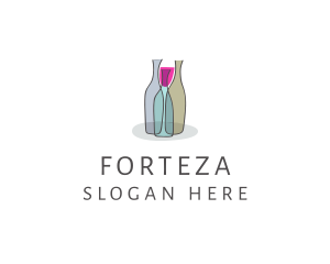 Glass Wine Bottle logo design