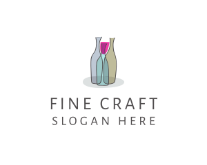 Glass Wine Bottle logo design