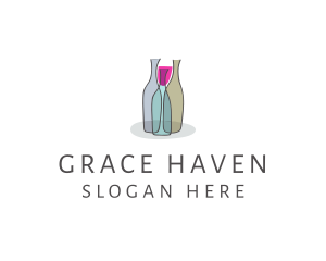 Liquor Store - Glass Wine Bottle logo design