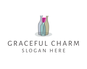 Glass Wine Bottle logo design