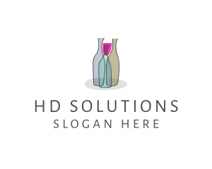 Glass Wine Bottle logo design