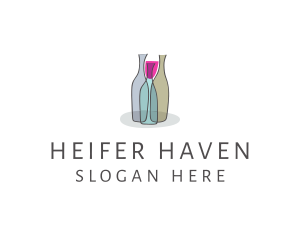 Glass Wine Bottle logo design