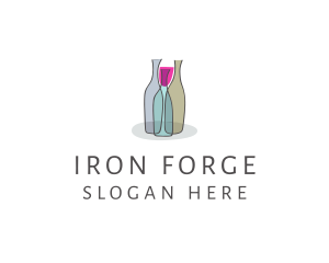 Glass Wine Bottle logo design