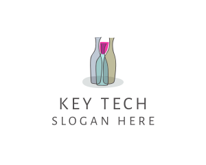 Glass Wine Bottle logo design