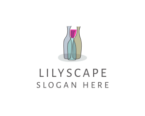 Glass Wine Bottle logo design