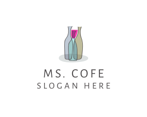 Glass Wine Bottle logo design