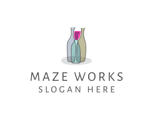 Glass Wine Bottle logo design