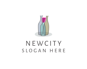 Glass Wine Bottle logo design