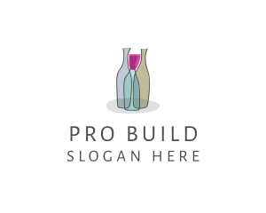 Glass Wine Bottle logo design