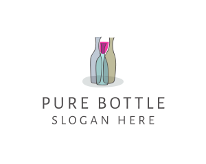 Bottle - Glass Wine Bottle logo design
