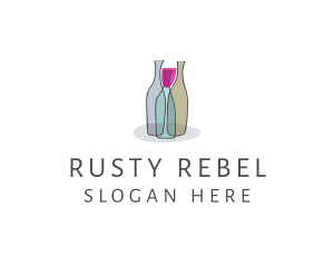 Glass Wine Bottle logo design