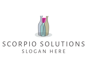 Glass Wine Bottle logo design