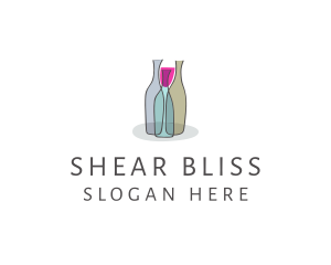 Glass Wine Bottle logo design