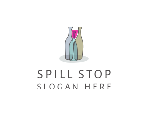 Glass Wine Bottle logo design