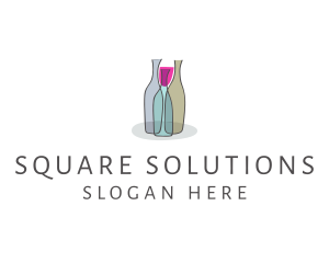 Glass Wine Bottle logo design