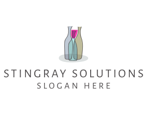 Glass Wine Bottle logo design