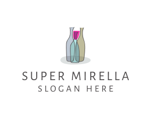 Glass Wine Bottle logo design
