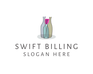 Glass Wine Bottle logo design