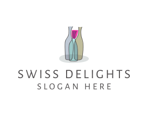 Glass Wine Bottle logo design