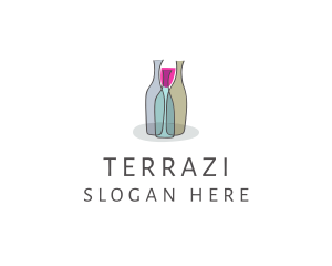 Glass Wine Bottle logo design