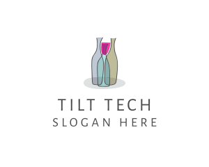 Glass Wine Bottle logo design