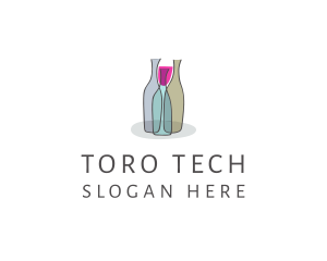 Glass Wine Bottle logo design