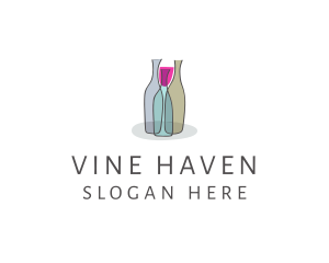 Glass Wine Bottle logo design