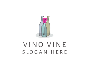 Wine - Glass Wine Bottle logo design