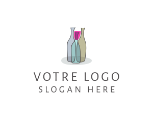 Night Club - Glass Wine Bottle logo design