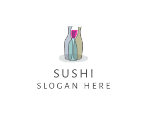 Glass Wine Bottle logo design