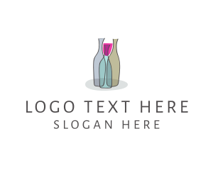 Wine Store - Glass Wine Bottle logo design