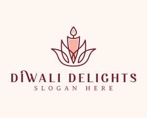 Diwali - Flower Light Candle logo design