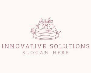 Floral Wedding Cake Logo