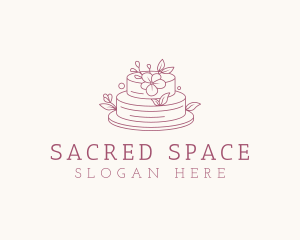 Floral Wedding Cake Logo